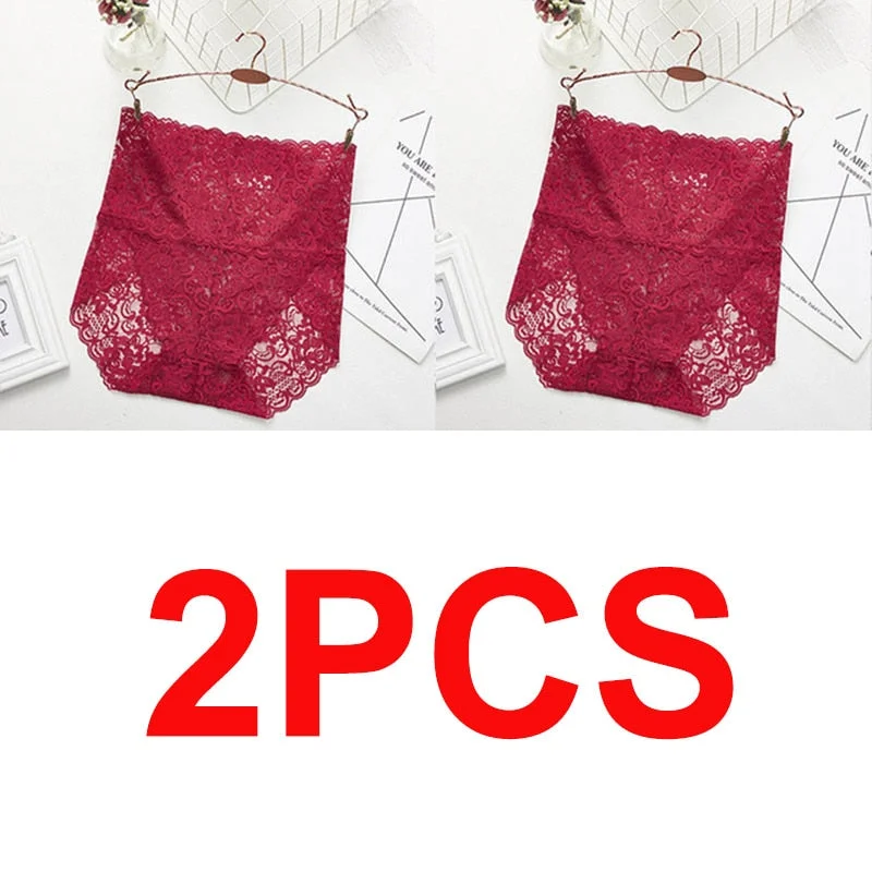 M-XXXL Women High Waist Lace Panties Sexy Underwear Women  Floral Transparent Lingerie Female Briefs Underpants Plus Size Pantys