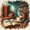 Desk And Books-11CT Stamped Cross Stitch 45*45cm/17.72*17.72in