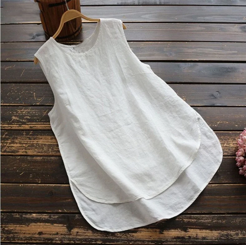 Brownm Summer Solid Color Casual Irregular Pullover Blouses