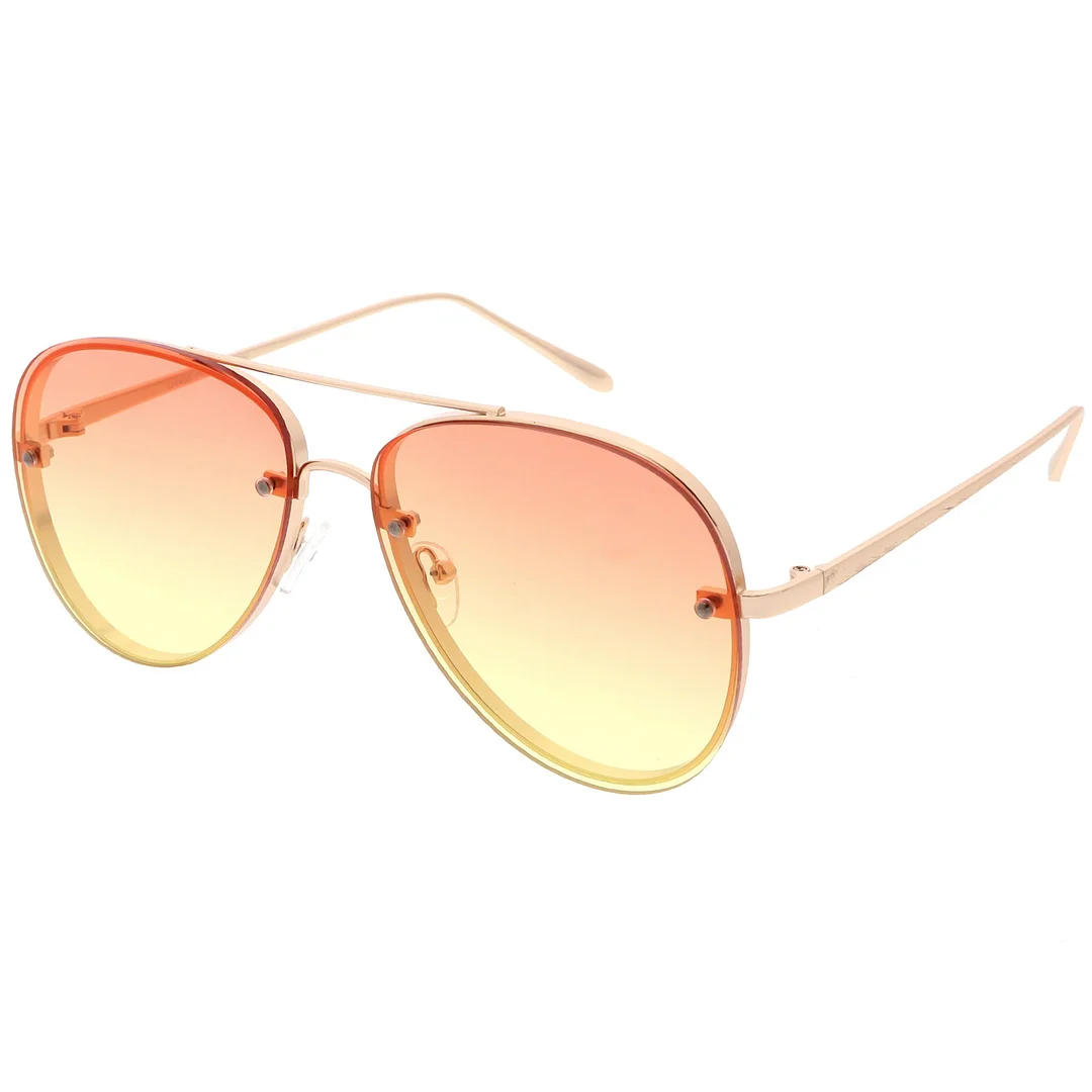 Oversize Rimless Aviator glasses Thick Frame Gradient Flat Lens 60mm