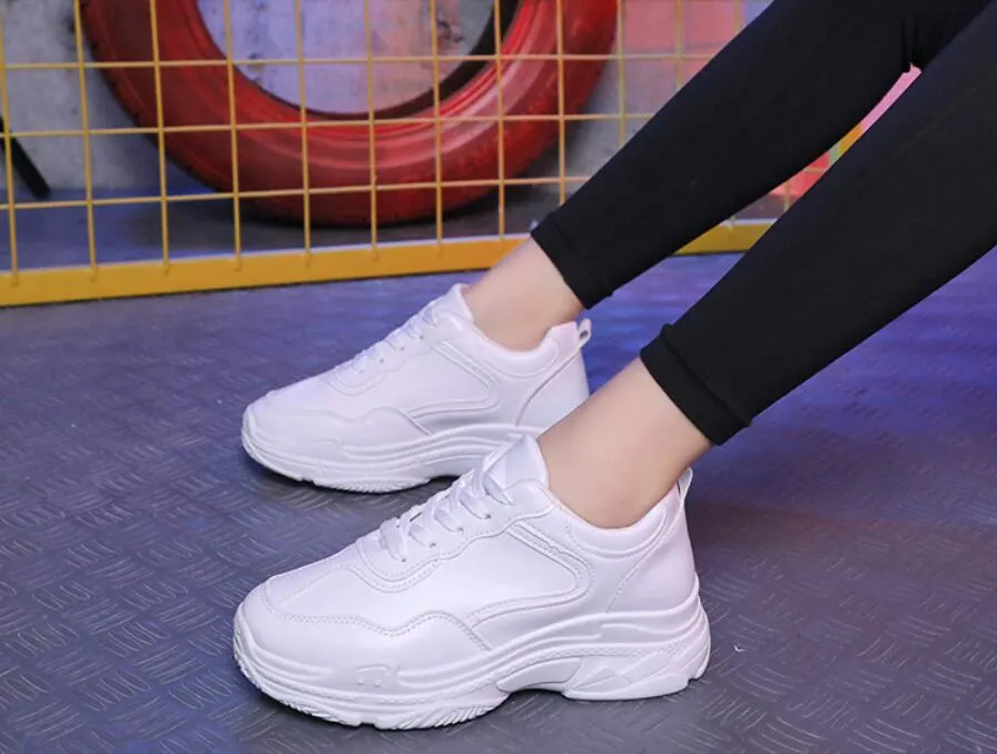 2022 Spring Fashion Women Casual Shoes Leather Platform Sport Shoes Woman Sneakers Ladies White Trainers Chaussure Femme Sneaker