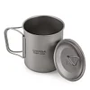 Lixada Outdoor Titanium Cup Mug Pots Tableware Camping Cup Picnic Water Cup Mug of Coffee Tea with Lid 300/350/420/550/650/750ml