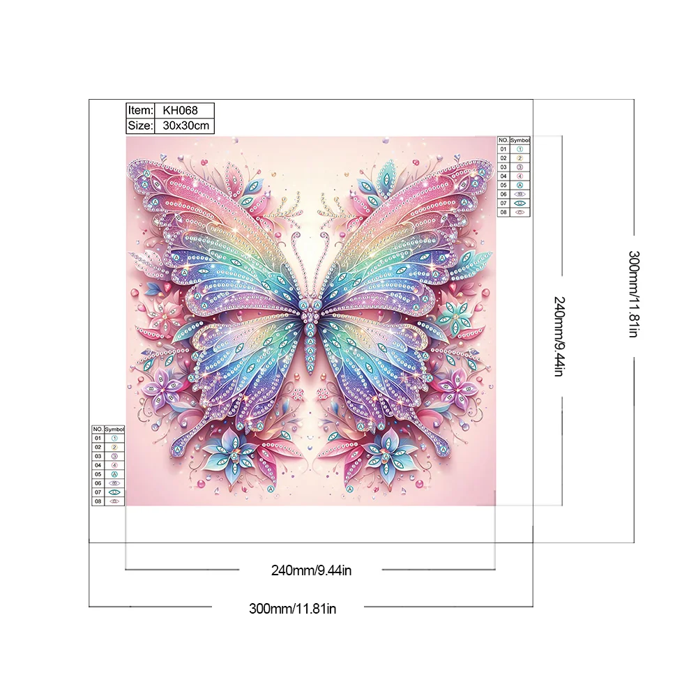 Diamond Painting - Partial Special Shaped Drill - Butterfly(Canvas|30*30cm)
