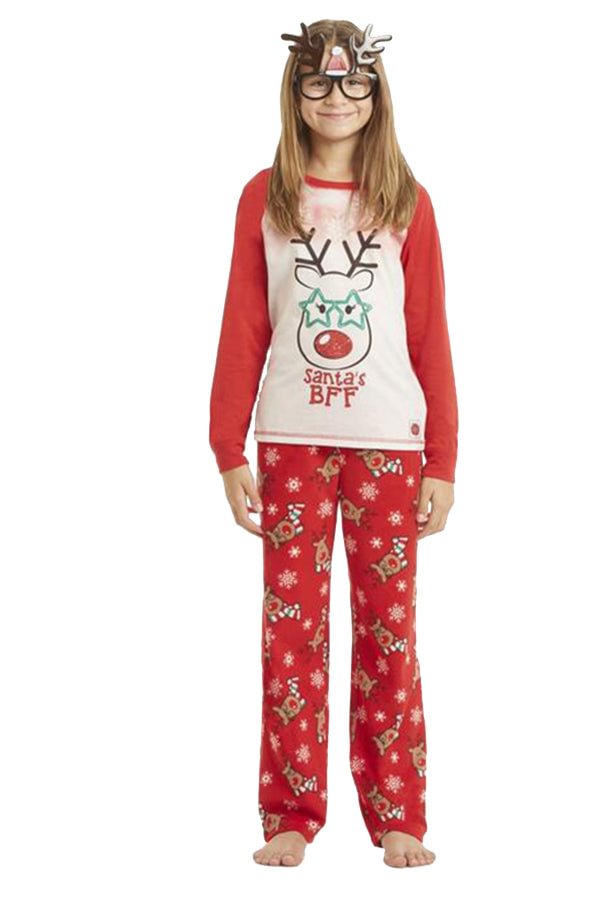 Kids Reindeer And Snowflake Printed Christmas Family Pajama Set White-elleschic