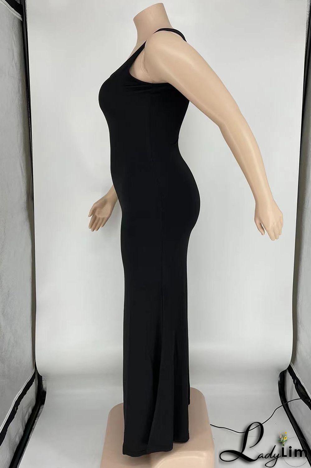 Purple Sexy Casual Plus Size Solid Basic U Neck Vest Dress