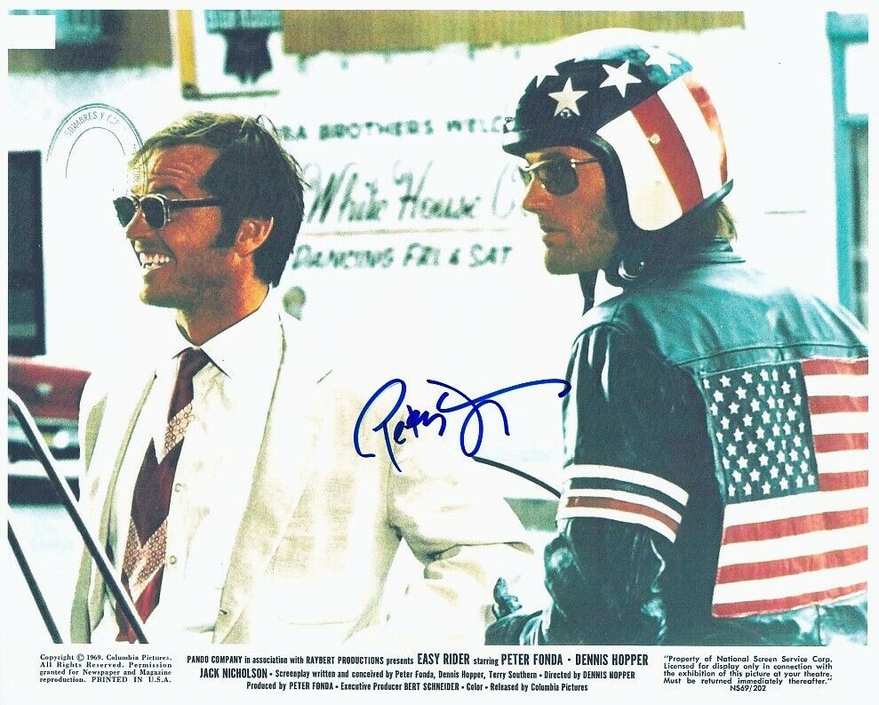 PETER FONDA hand-signed EASY RIDER 8x10 authentic w/ coa JACK NICHOLSON CLOSEUP