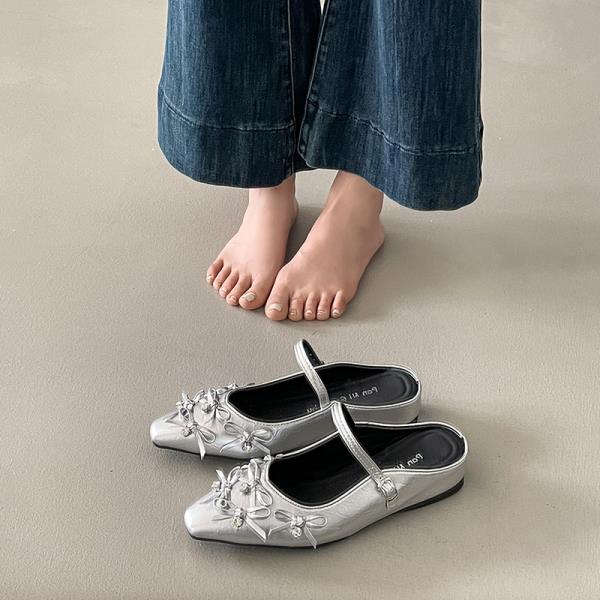 Butterfly-Knot Cover Toe Shoes Increased Internal Woman's Slippers Platform Female Mule Glitter Slides 2025 Mules Jelly Crystal