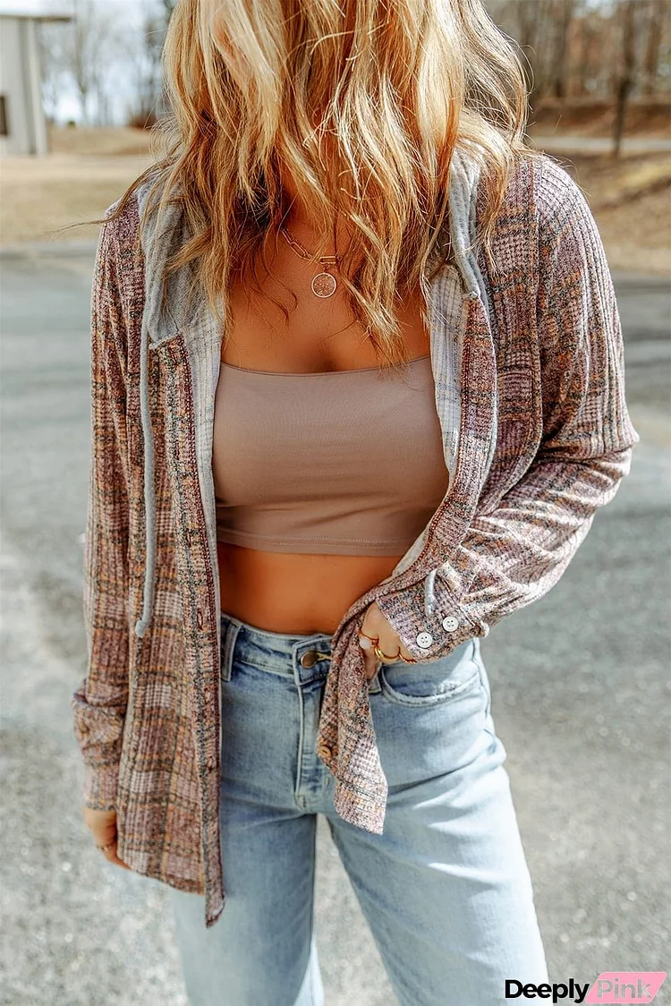 Plaid Long Sleeve Hooded Jacket