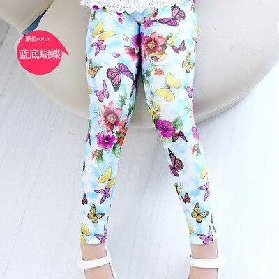 Kids Leggings Baby Girls Clothes Flower Printed Skinny Pants Children Cotton Pencil Trousers 2-11 Years Girl Leggings