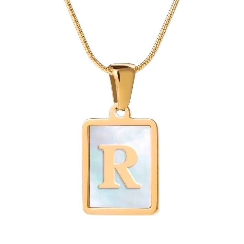 Stainless Steel 18K Gold Plated Casual Commute Plating Inlay Letter Shell Pendant Necklace