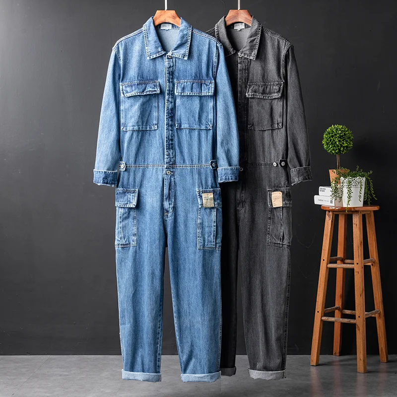 Retro Nostalgic Denim Straight Loose Jumpsuit