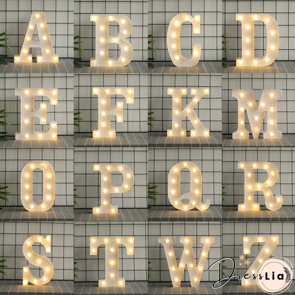 26 Letter LED Lights Luminous Number 0-9Lamp Wedding Birthday Christmas Decoration Decoration Battery Night Light Party Bedroom
