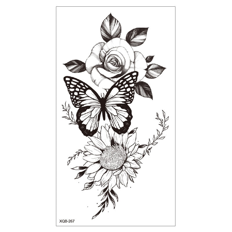 42 Designs Waterproof Temporary Tattoo Stickers Small Full Arm Flower