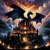 Drachenschloss - runder Bohrer Diamantmalerei - 40*40cm