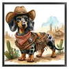 Cowboy Dachshund-11CT Stamped Cross Stitch 40*40cm/15.75*15.75in tapestrymarket