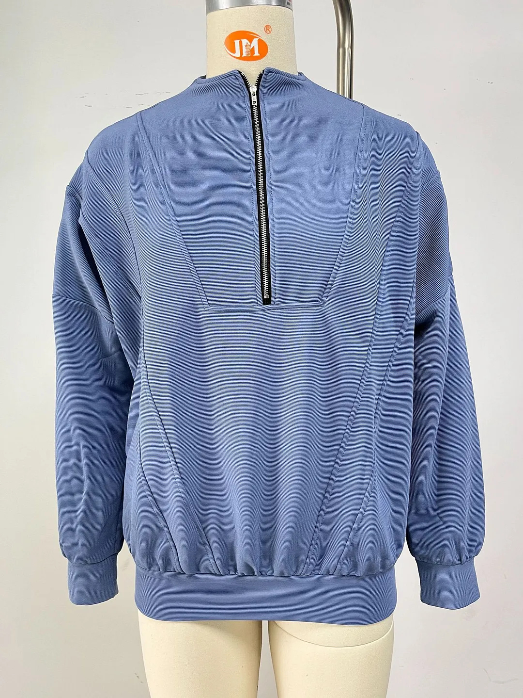 Churchf Churchf New Standing Collar Zipper Pocket Solid Color Long Sleeve Casual Hoodie Woman