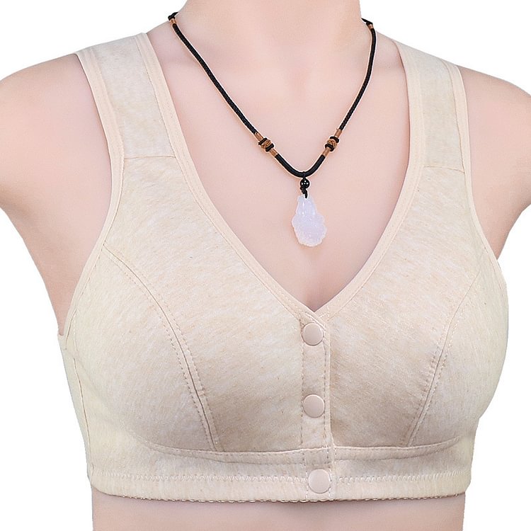 SOLID COLOR SKIN-FRIENDLY COTTON FRONT BUTTON BRA (3 PCS)