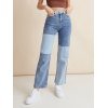 Contrast Patchwork Straight Jeans