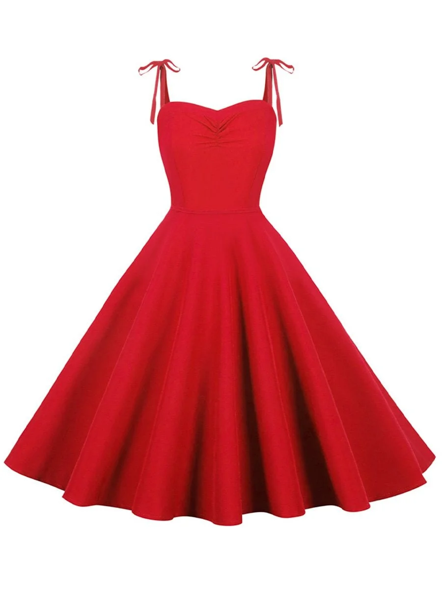 Women's Dress Sleeveless Solid Color Spaghetti Strap Flared Midi Dress