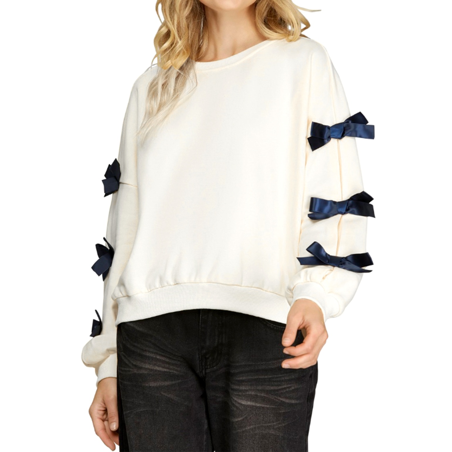 Skillofyz Women’s Oversized Sweatshirts Long Sleeve Round Neck Loose Fit Pullover Tops with Bows Spring Fall Clothes