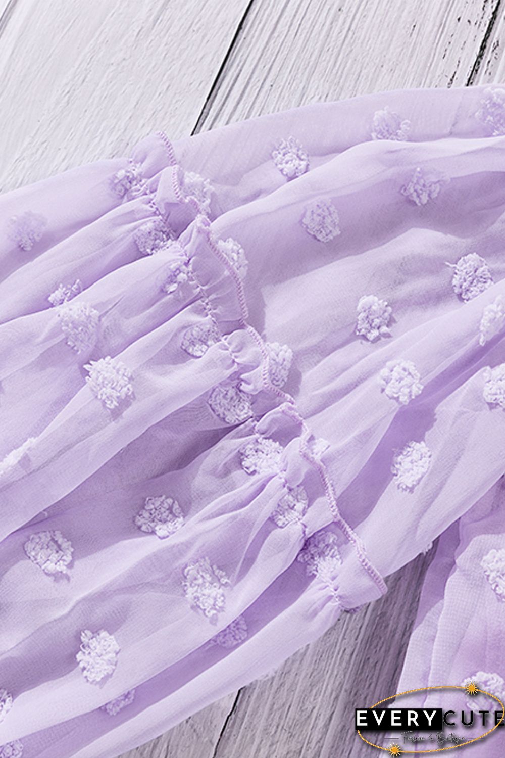 Purple Swiss Dot Off The Shoulder Blouse