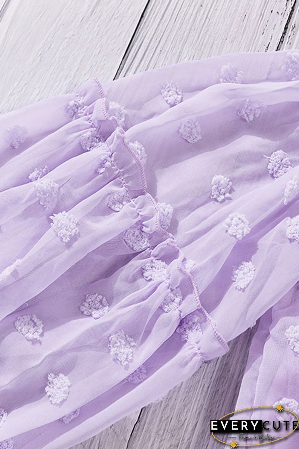 Purple Swiss Dot Off The Shoulder Blouse