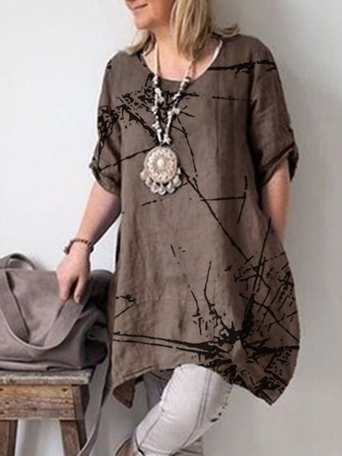 Crew Neck Short Sleeve Shirts & Tops Zaesvini