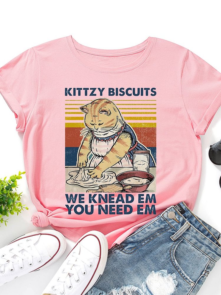 Bestdealfriday Cat Kittzy Biscuits We Knead Em You Need Em Graphic Tee