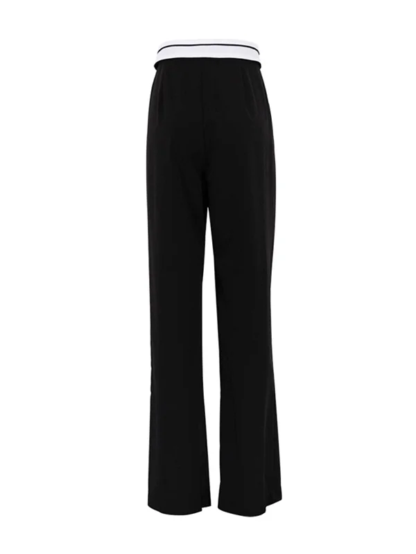 Split-Joint High Waisted Wide Leg Trousers Casual Pants Bottoms