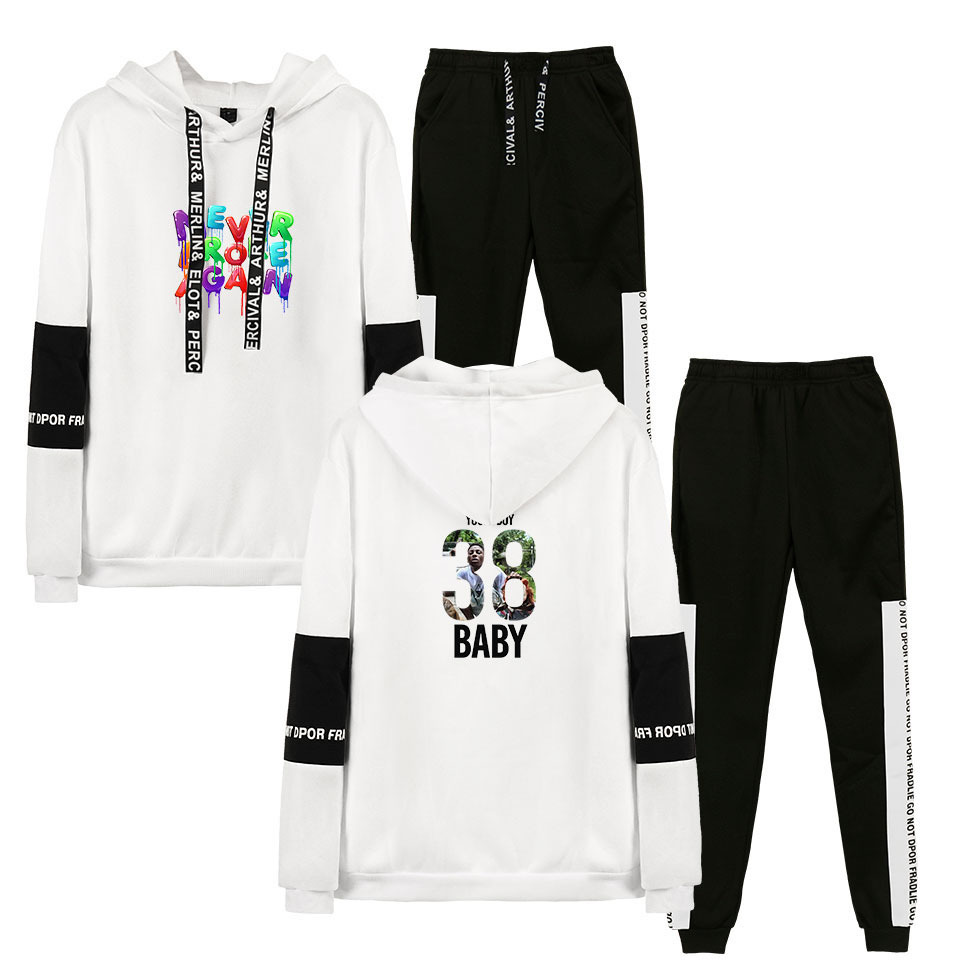 Nba Youngboy Outfits, Fashionable Hoodies and Pants White Tracksuit