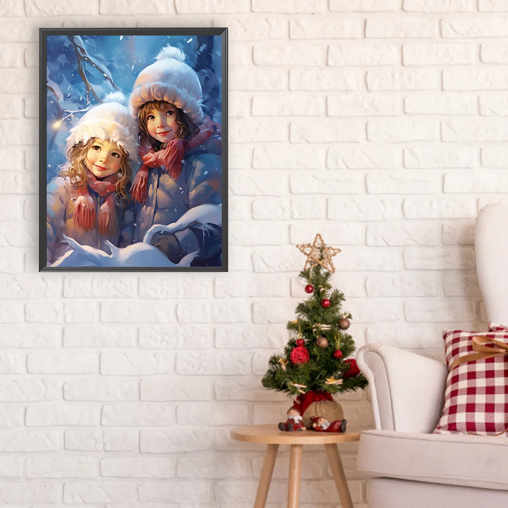 Diamond Painting - Full Round Drill - Kids Snowman(Canvas|30*40cm)
