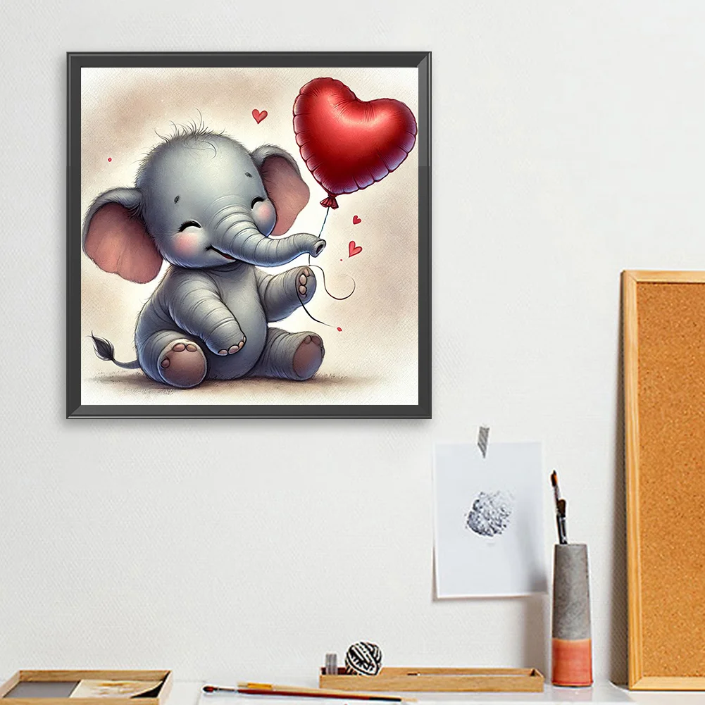 Diamond Painting - Full Square Drill - Valentine's Day Elephant(Canvas|35*35cm)
