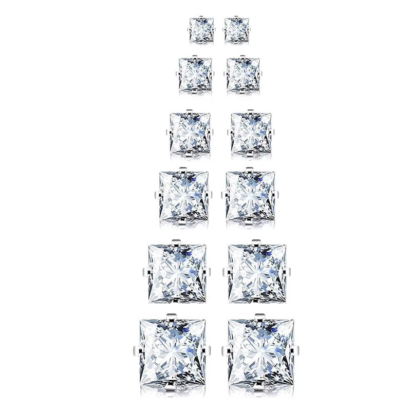 1 Pair Minimalist Square Inlay 304 Stainless Steel Zircon Ear Studs