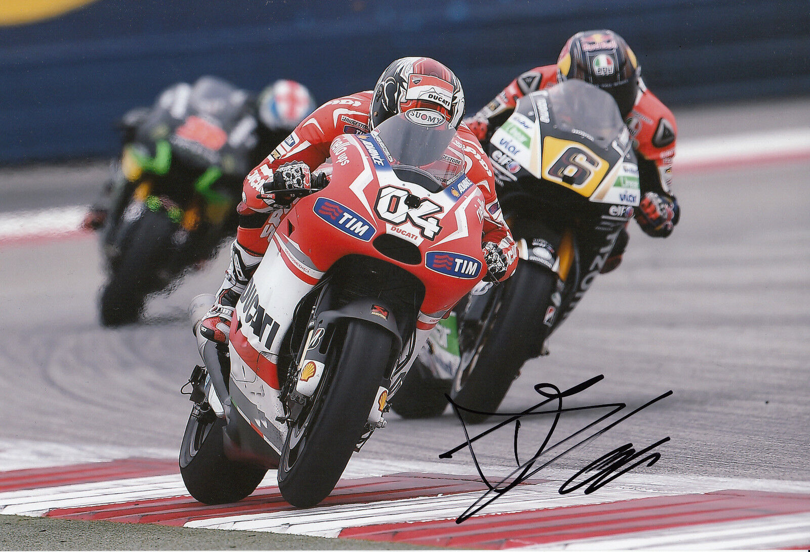 Andrea Dovizioso Hand Signed Ducati 12x8 Photo Poster painting 2014 MotoGP 7.