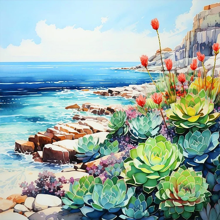 Seaside Succulent - Painting By Numbers - 40*40CM gbfke