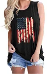 Plus Size American Flag Print Round Neck Casual Tank Top