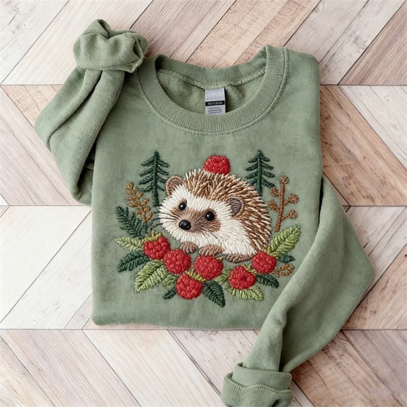 Forest Hedgehog & Raspberry Vintage Cozy Sweatshirt wearshes