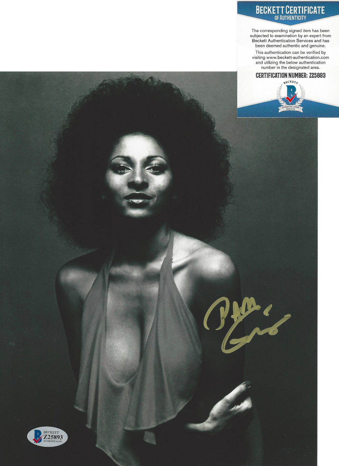 PAM GRIER SIGNED 'COFFY' 8x10 MOVIE Photo Poster painting SEX ICON ACTRESS PROOF BECKETT COA BAS