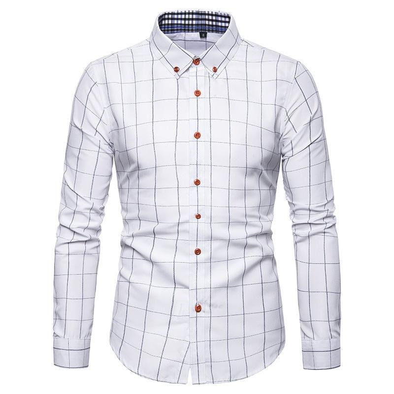 Spring/Autumn Mens Long Sleeve Plaid Cotton Shirts