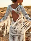 Hollow Tasseled Long Sleeves Maxi Dress