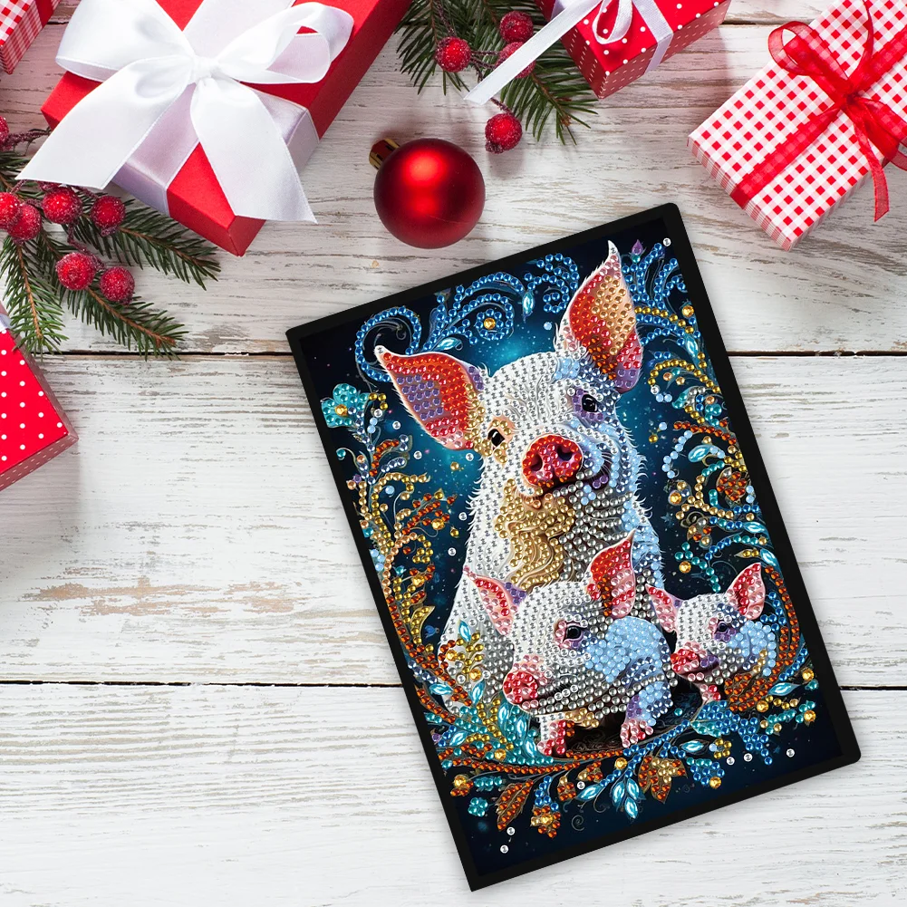 Pig Special Shaped A5 5D DIY Diamond Art Painting Notebook Kit for Friends