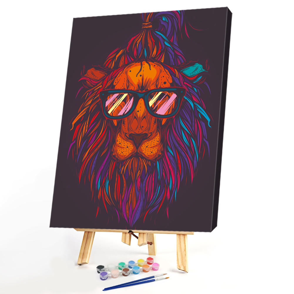 

40x50cm - Paint By Numbers Glasses Lion, 501 Original