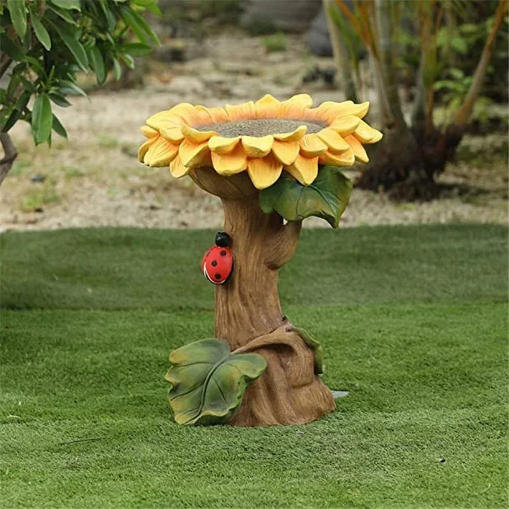 Polyresin Sunflower Bird Bath