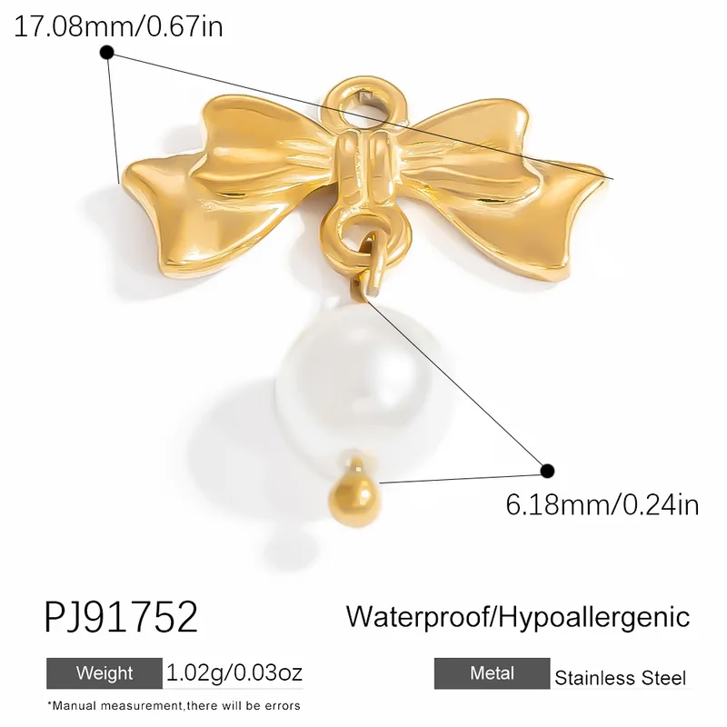 1 Piece 2 PCS/Package 3 PCS/Package 14.24*15.67mm 304 Stainless Steel Heart Shape Bow Knot Pendant Chain Jewelry Accessories