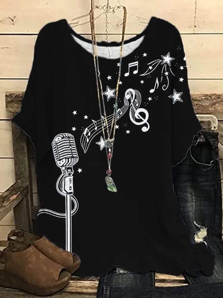 Microphone And Music Notes Art Woven Tunic