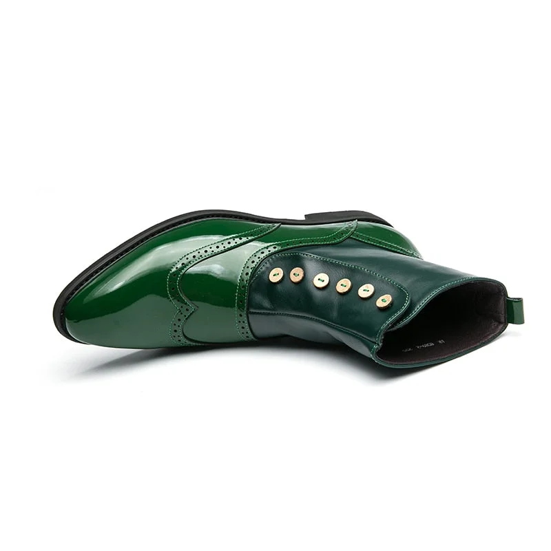 YRZL Leather Boots for Men 2021 Men's Boots Autumn Fashion Brogue Shoes Comfortable Black Green Safety Shoes Ankle Boots Men Sh