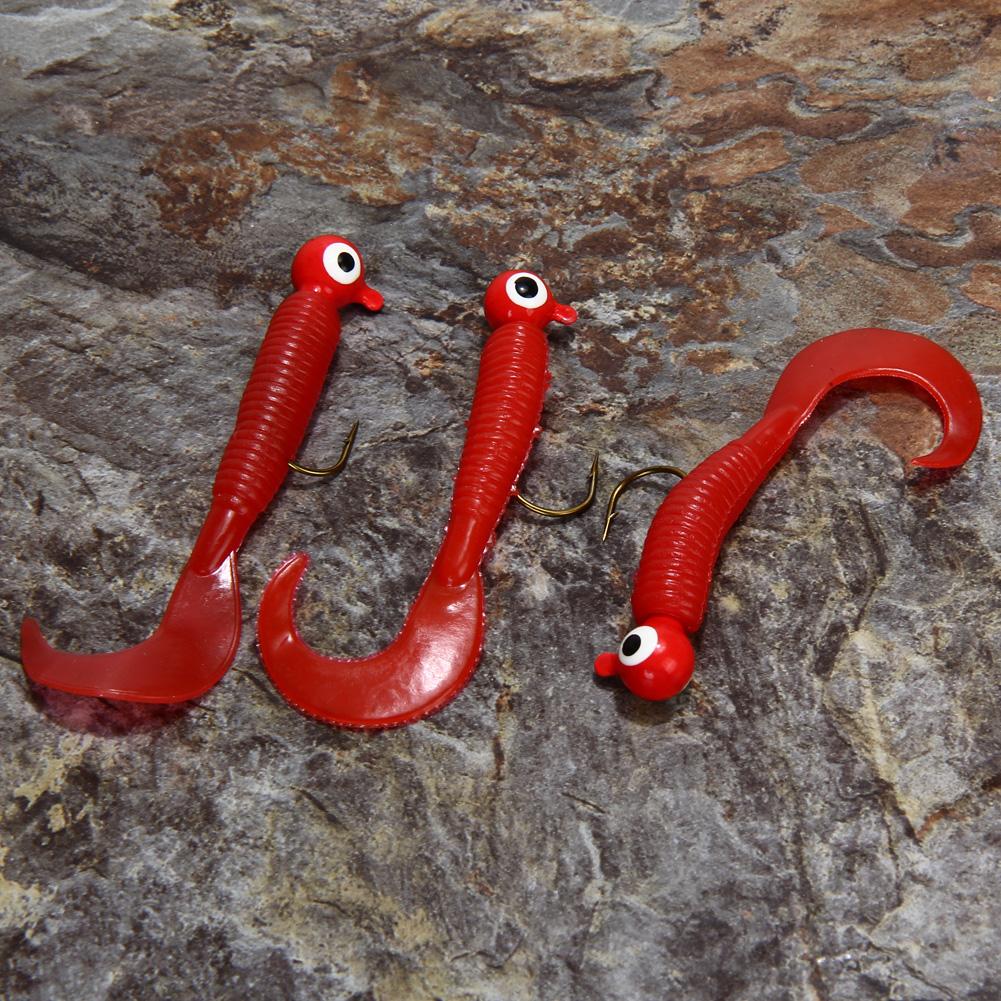 

17pcs Fishing Lure Lead Jig Head Hook Grub Worm Soft Baits Shads Silicone, 501 Original