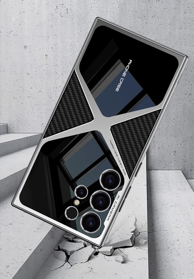 Suitable for Samsung S24/23 electroplated plain leather mobile phone case