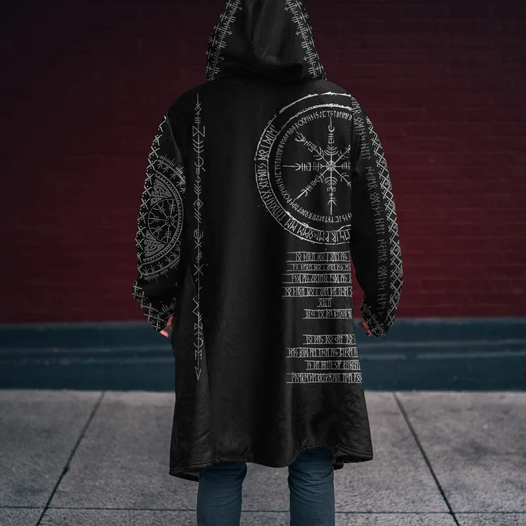 Men's  Viking Symbols Rune Inspired Hooded Jacket