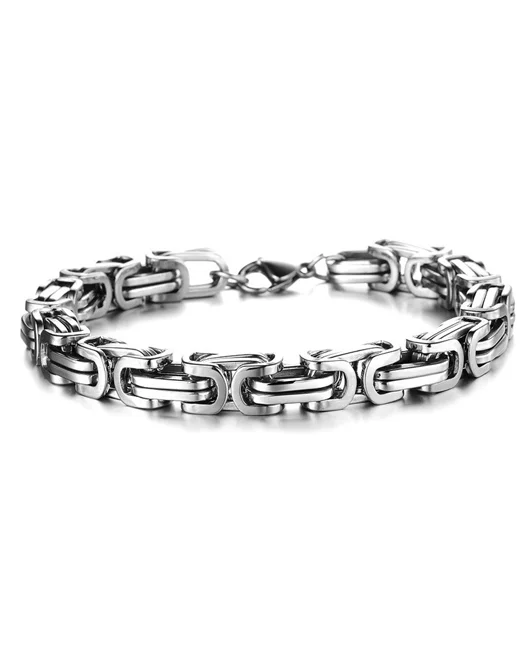 Fashion Sliver Titanium Steel Loop Chain Polished Bracelet 